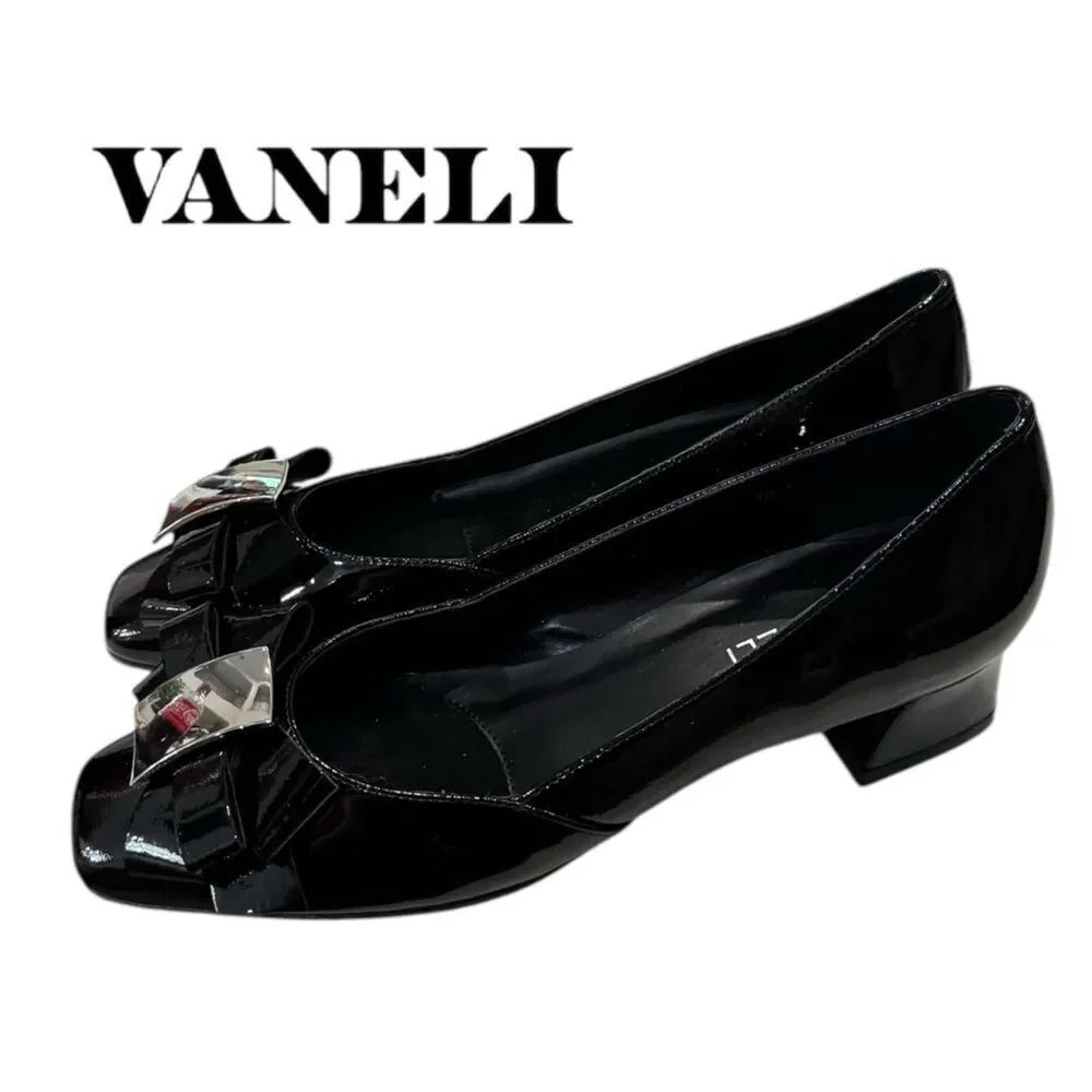 New Vaneli Dafne Black Metallic Women's Low Heel Shoes 7 7N